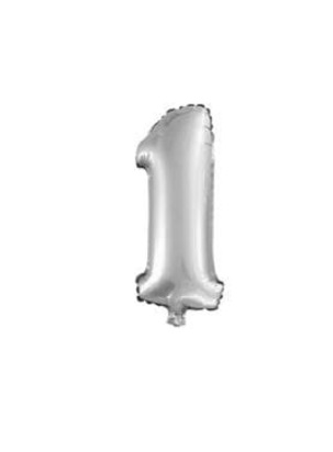Цифра мини 1 Серебро Falali 16"/41 см