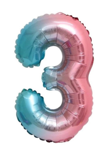 Цифра мини 3 Нежная радуга 16"/41 см /Falali